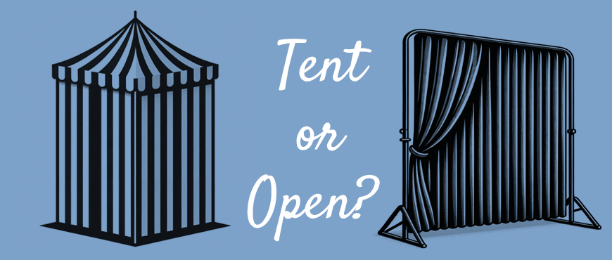 tent vs open air kauai photo booth